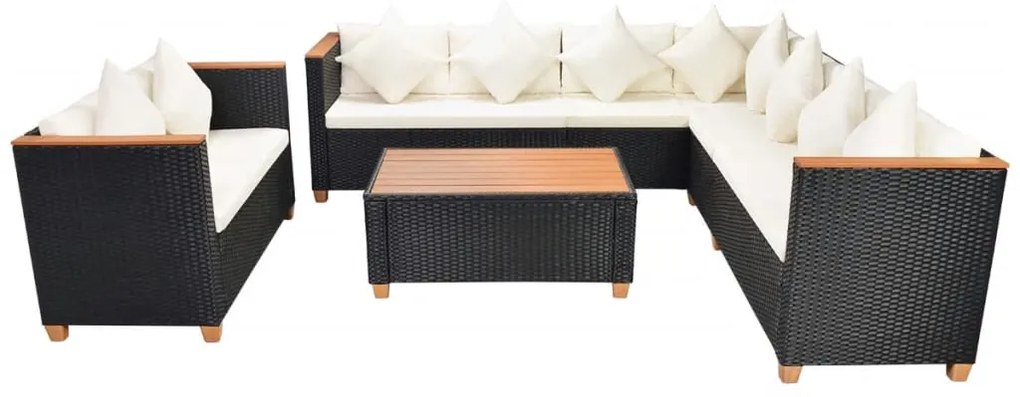 42996 vidaXL Set mobilier de grădină cu perne, 6 piese, negru, poliratan