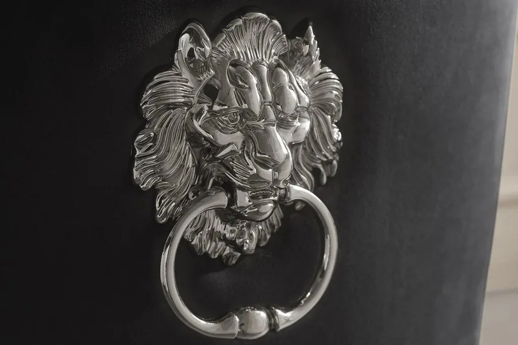 Set 2 scaune Modern Barock, argintiu/ catifea neagra