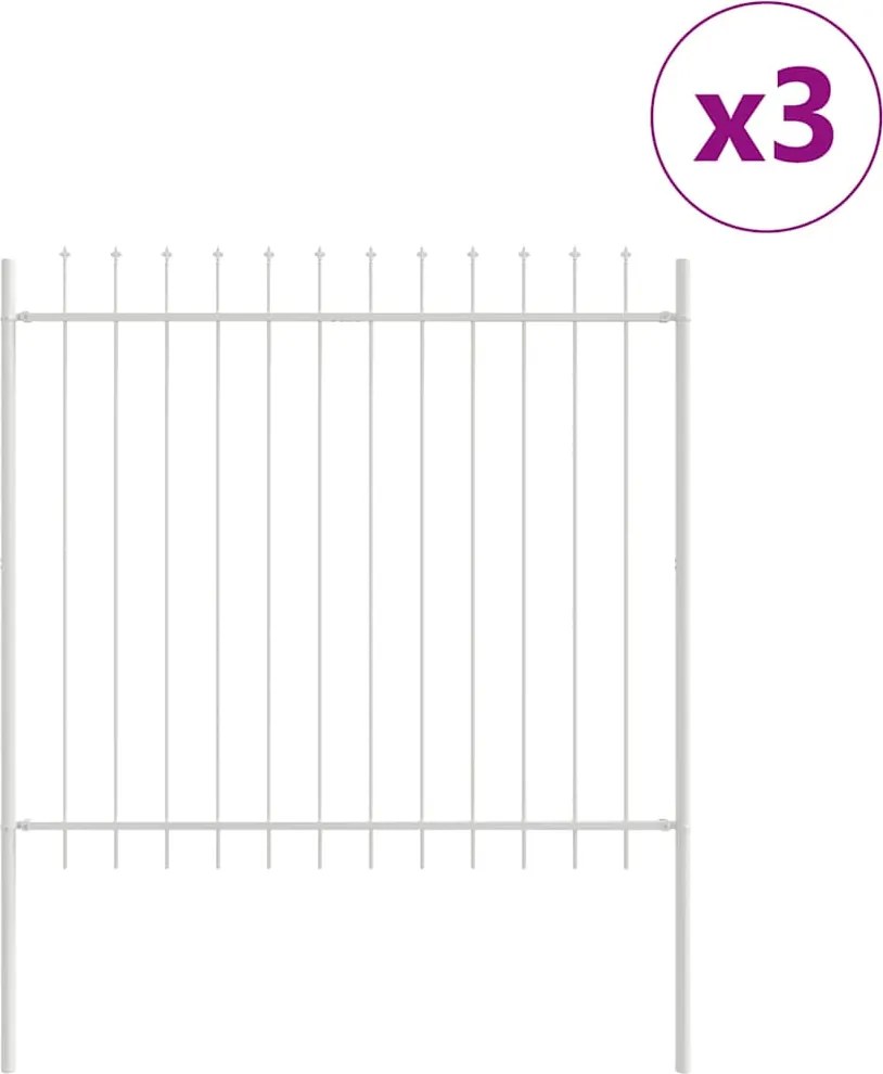 vidaXL Gard de Grădină 3 pcs Alb 5,1 x 1,5 m Oțel acoperit cu pulbere