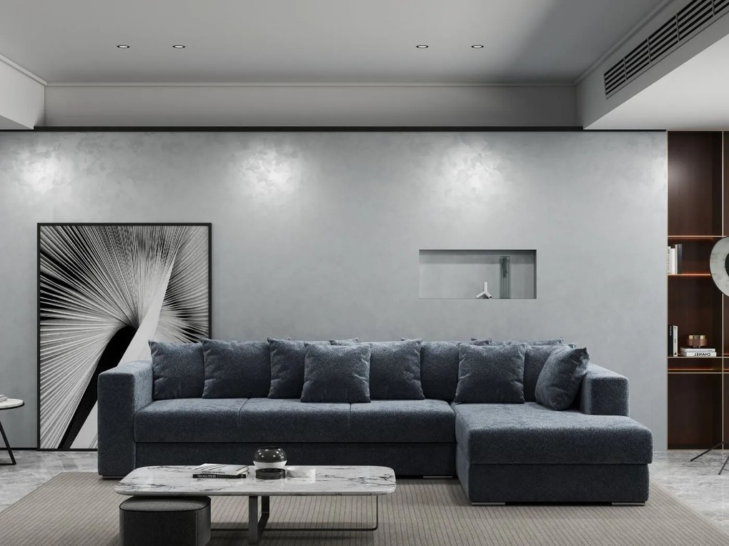 Colțar extensibil dumonde cu ladă de depozitare si sezut confortabil din spuma high-density, Gloria Euphoria Grafit II 320x183 cm