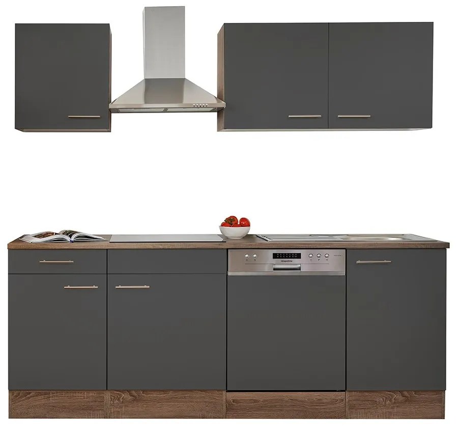 Mobilă de bucătărie Yorki 220, corp din stejar Yorki, cu față antracit satinat