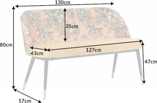 Bancheta moderna tapitata cu model floral Boutique galben
