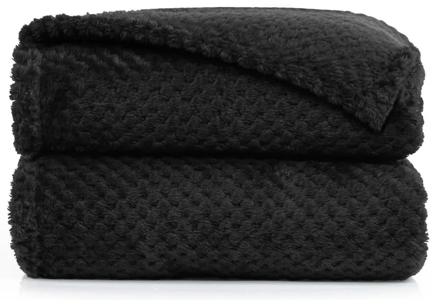 Pătură din microfibră DecoKing Henry, 70 x 150 cm, negru