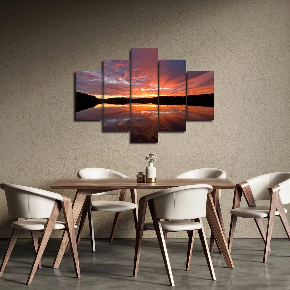 Tablou - Apus de soare peste lac (150x105 cm)