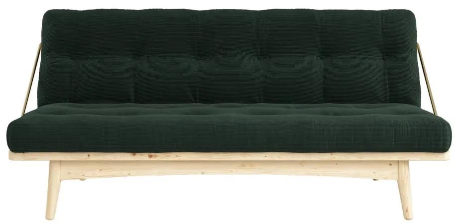 Canapea variabilă cu tapițerie din catifea reiată Karup Design Folk Raw/Dark Green