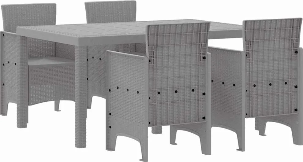 vidaXL Set de masă pentru grădină 5 pcs Gri deschis Ratan Polt