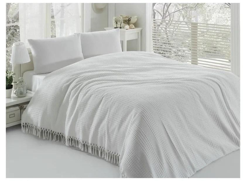 Cuvertură subțire din bumbac Șaseher Pique White, 220 x 240 cm, alb