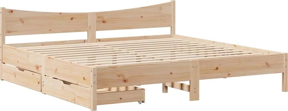 vidaXL Cadru de pat cu sertare 180x200 cm lemn masiv pin