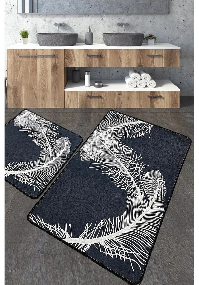 Covorașe de baie gri-antracit 2 buc. 60x100 cm Alisan – Foutastic