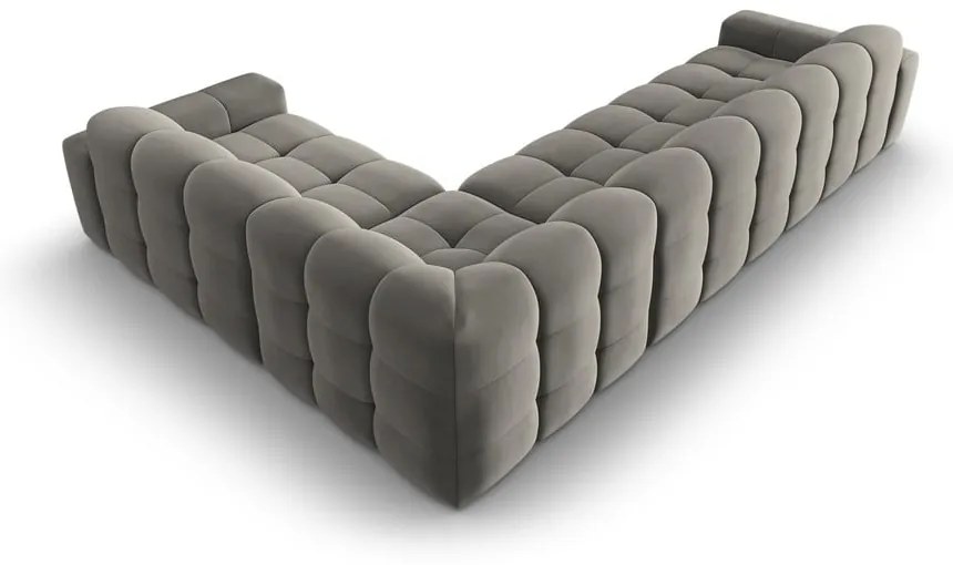 Colțar gri cu tapițerie din catifea (pe partea dreaptă) Kendal – Micadoni Home