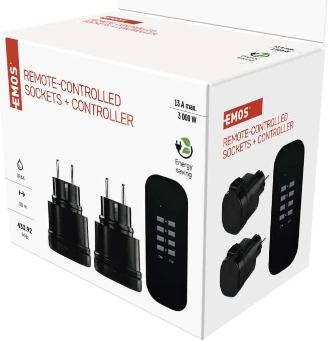 Set 2 prize cu telecomanda, IP44, exterior, max 3000W, EMOS