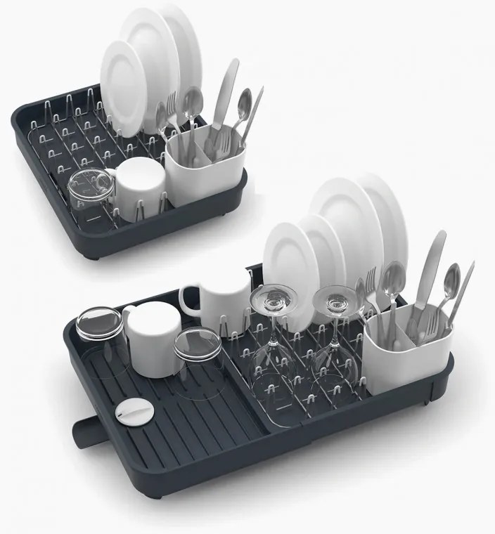 Uscator de vase Joseph Joseph Extend 85040, Orificiu de scurgere, Extensibil, Suport pentru ustensile, Gri