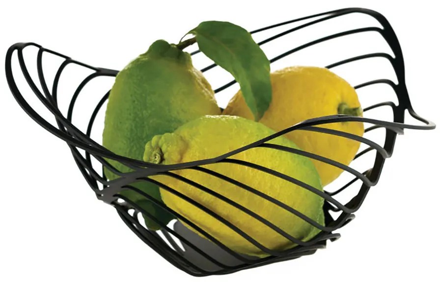Coș de design pentru fructe Trinity 12 B, negru, diametru 26 cm - Alessi