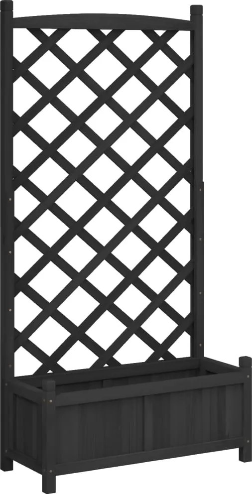 vidaXL Jardinieră cu spalier, negru, lemn masiv de brad
