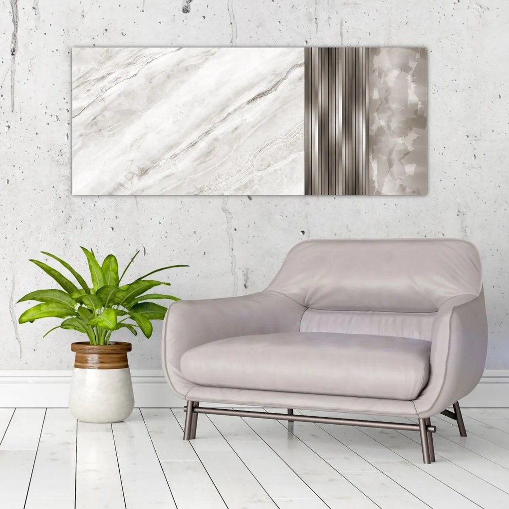 Tablou - Marmură cu linii argintii (120x50 cm)