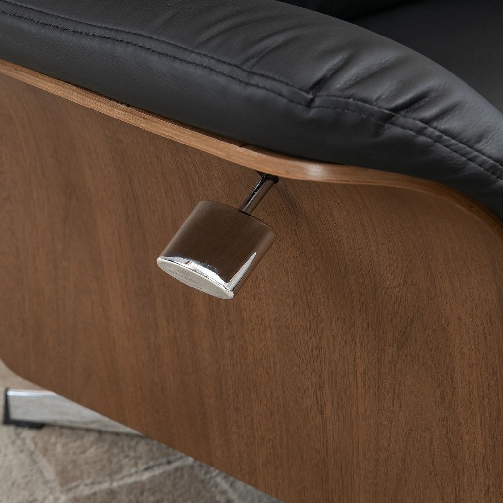 HOMCOM Fotoliu relax cu suport pentru picioare, fotoliu de relaxare cu spătar înclinabil, tetieră reglabilă, 80x84x108 cm, negru | Aosom Romania