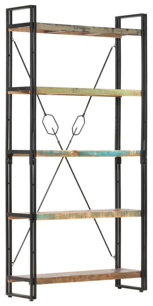 286584 vidaXL Bibliotecă cu 5 rafturi, 90 x 30 x 180 cm, lemn masiv reciclat