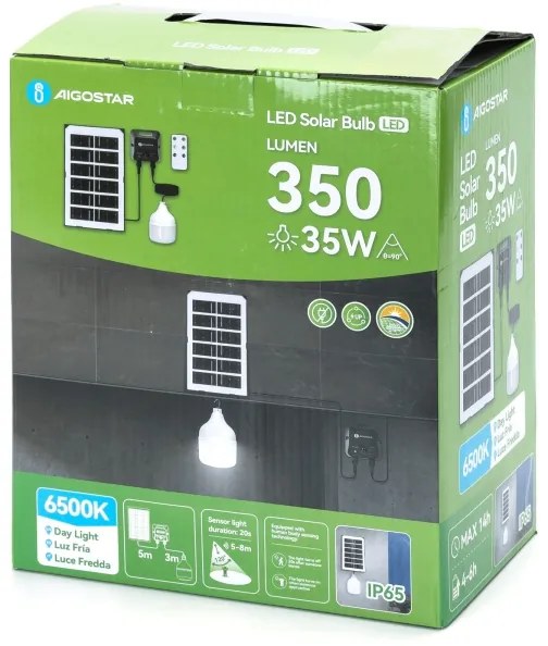 Aigostar - Lustră solară LED cu senzor LED/35W/12V 3000 mAh 6500K Ø 10 cm