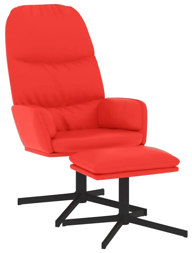 3097413 vidaXL Scaun de relaxare cu taburet, roșu, piele ecologică