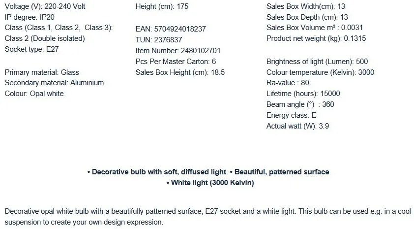 Bec decorativ Deco E27 G125 Harlekin