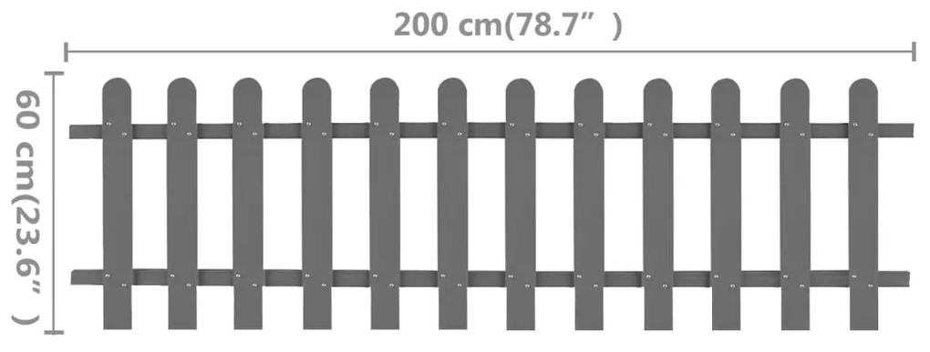 Gard din sipci, gri, 200 x 60 cm, WPC 1, Gri, 60 cm