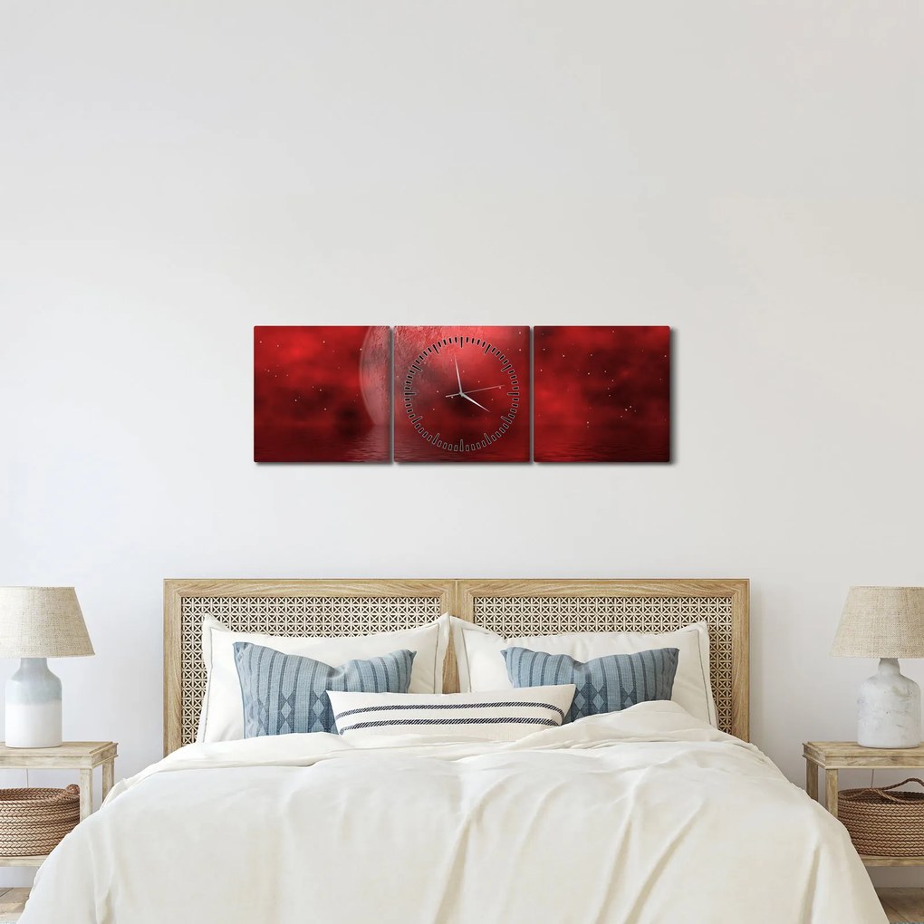 Tablou - Luna pe nivelul apei (cu ceas) (90x30 cm)