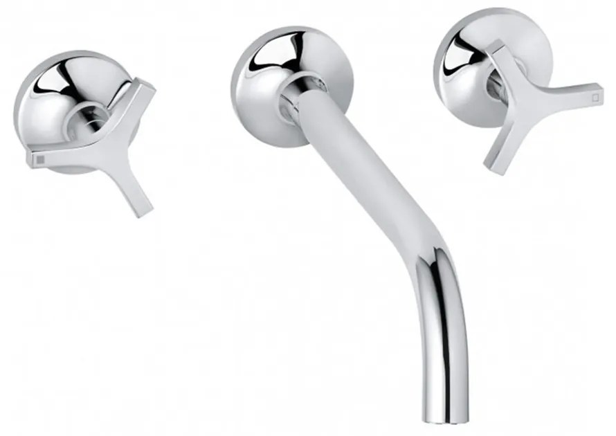 Baterie lavoar incastrata Kludi Nova Fonte Deco crom lucios cu corp ingropat si pipa 24 cm
