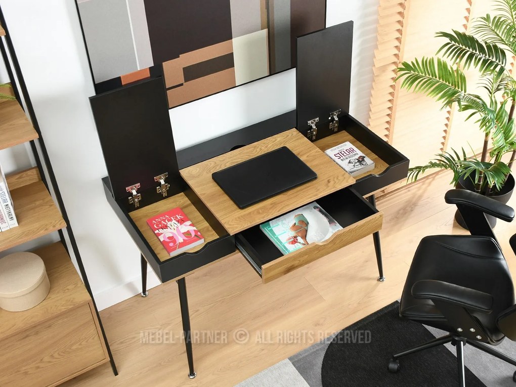 Masă PC Baiden (stejar negru + negru). 1109732