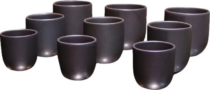 Set 90 Pahare Ceramica Vulcano (30x250ml, 30x150ml, 30x75ml) Negru Carbon Mat