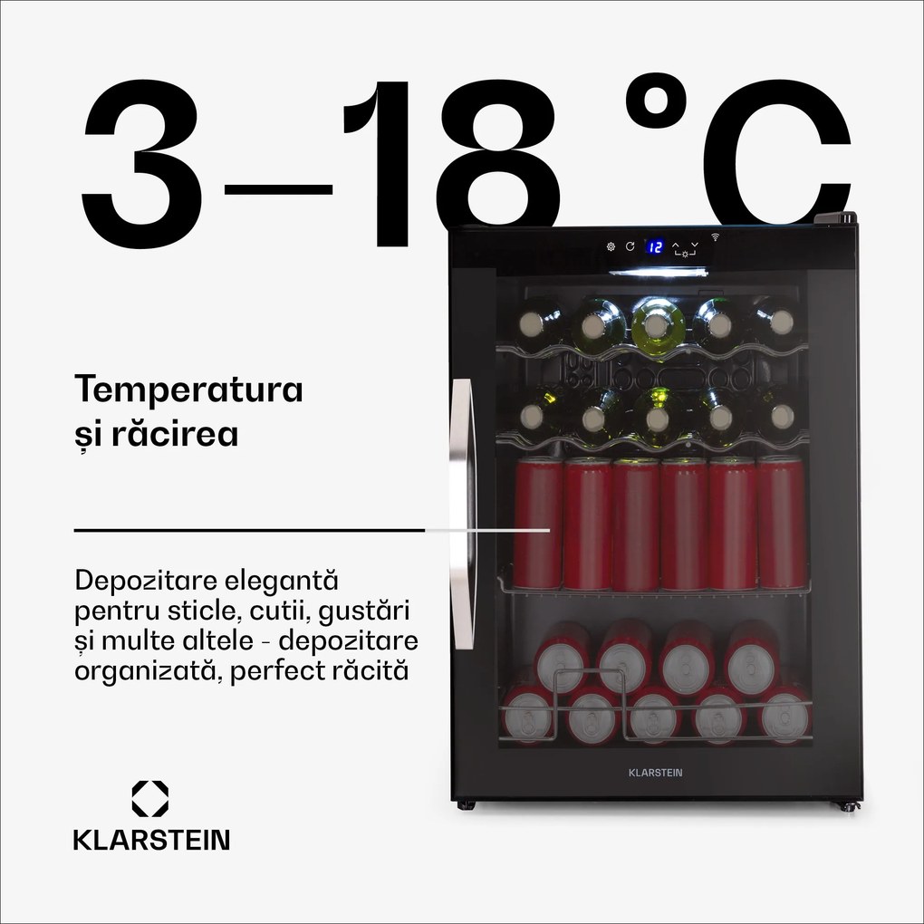 Klarstein Coachella 60 frigider Smart, Wifi, LED, 3 rafturi, Backlight, EEK E