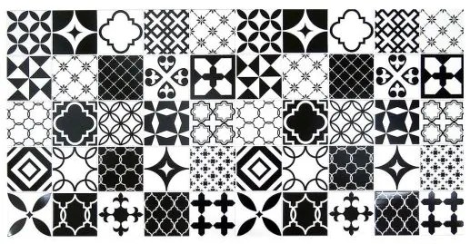 Panou decorativ, PVC, model mozaic, alb si negru, 96x48.5cm