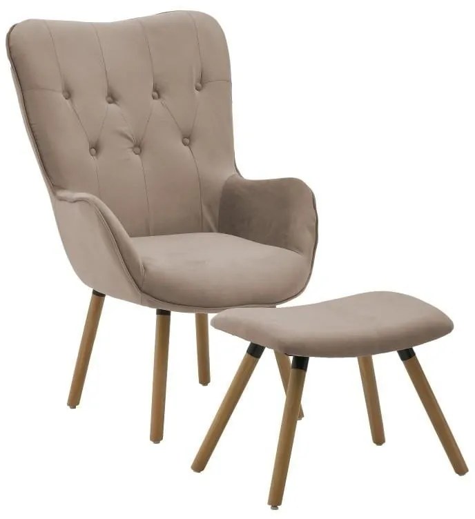 Set fotoliu si suport de picioare Beige Footrest 105 cm