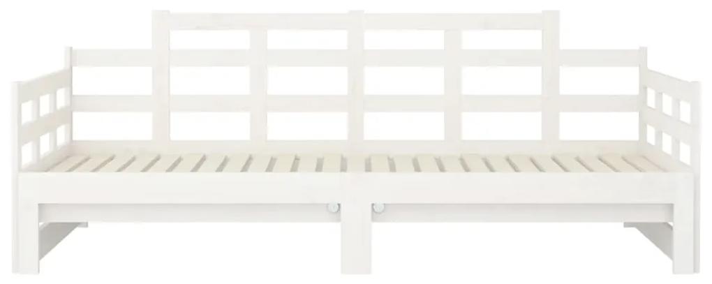 Pat extensibil de zi, alb, 2x(90x200) cm, lemn masiv de pin Alb, 90 x 200 cm