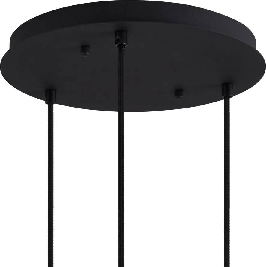 Lampă suspendată Art Deco neagră cu sticlă fumurie cu 3 lumini - Douglass