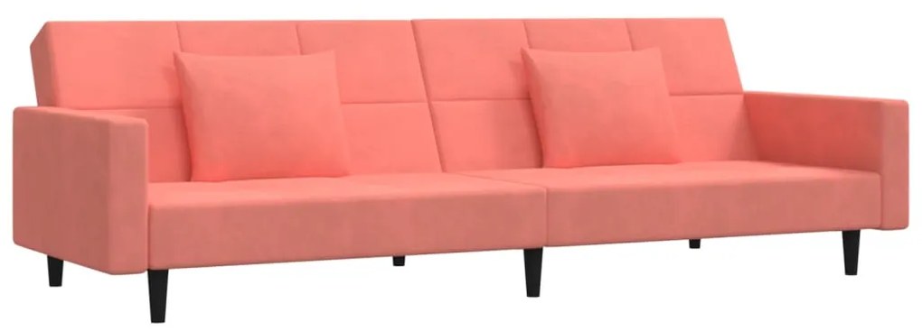 337455 vidaXL Canapea extensibilă cu 2 locuri, 2 perne, roz, catifea