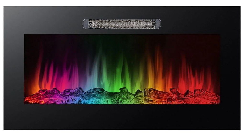 Semineu electric incorporat - radiator + LED RGB - 91 x 15 x 48 cm
