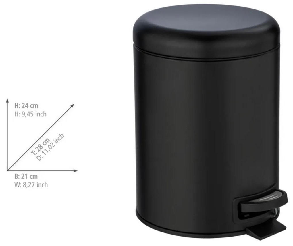 Wenko Coș de gunoi cu pedală Leman 5 l, negru, 5 l