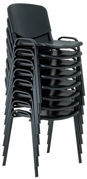 Scaun de conferinta din plastic ISO - picioare negre, negru