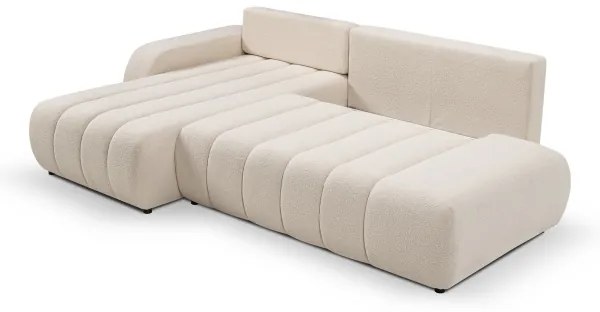 Canapea colțar extensibilă cu spațiu depozitare, model DESIO stânga, bej