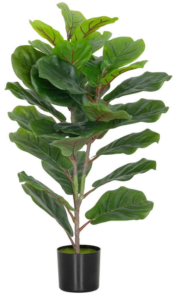 HOMCOM Plantă Artificială Ficus Lyrata Înaltă de 80 cm, Plantă Artificială Realistică pentru Interioare cu Vas, Decorațiune pentru Casă și Birou, Verde | Aosom Romania
