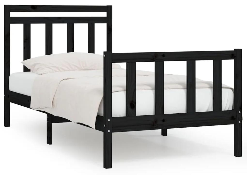 3107022 vidaXL Cadru de pat, negru, 100x200 cm, lemn masiv de pin