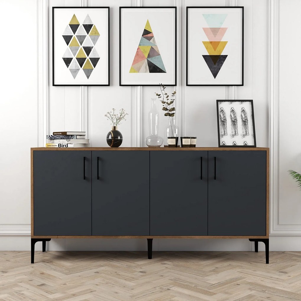Consolă Kiev 160 - Walnut, Anthracite
