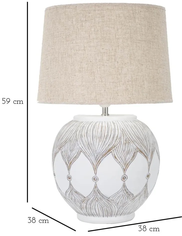 Veioză albă-bej cu abajur textil (înălțime 59 cm) Atene – Mauro Ferretti