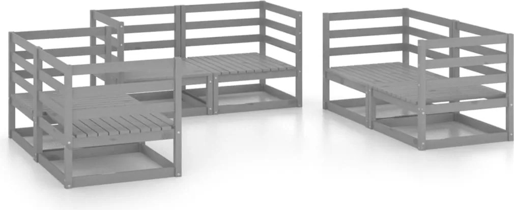 vidaXL Set mobilier de grădină, 6 piese, gri, lemn masiv de pin