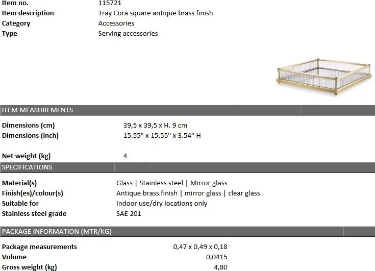 Tava design LUX Cora Square, alama 115721 HZ