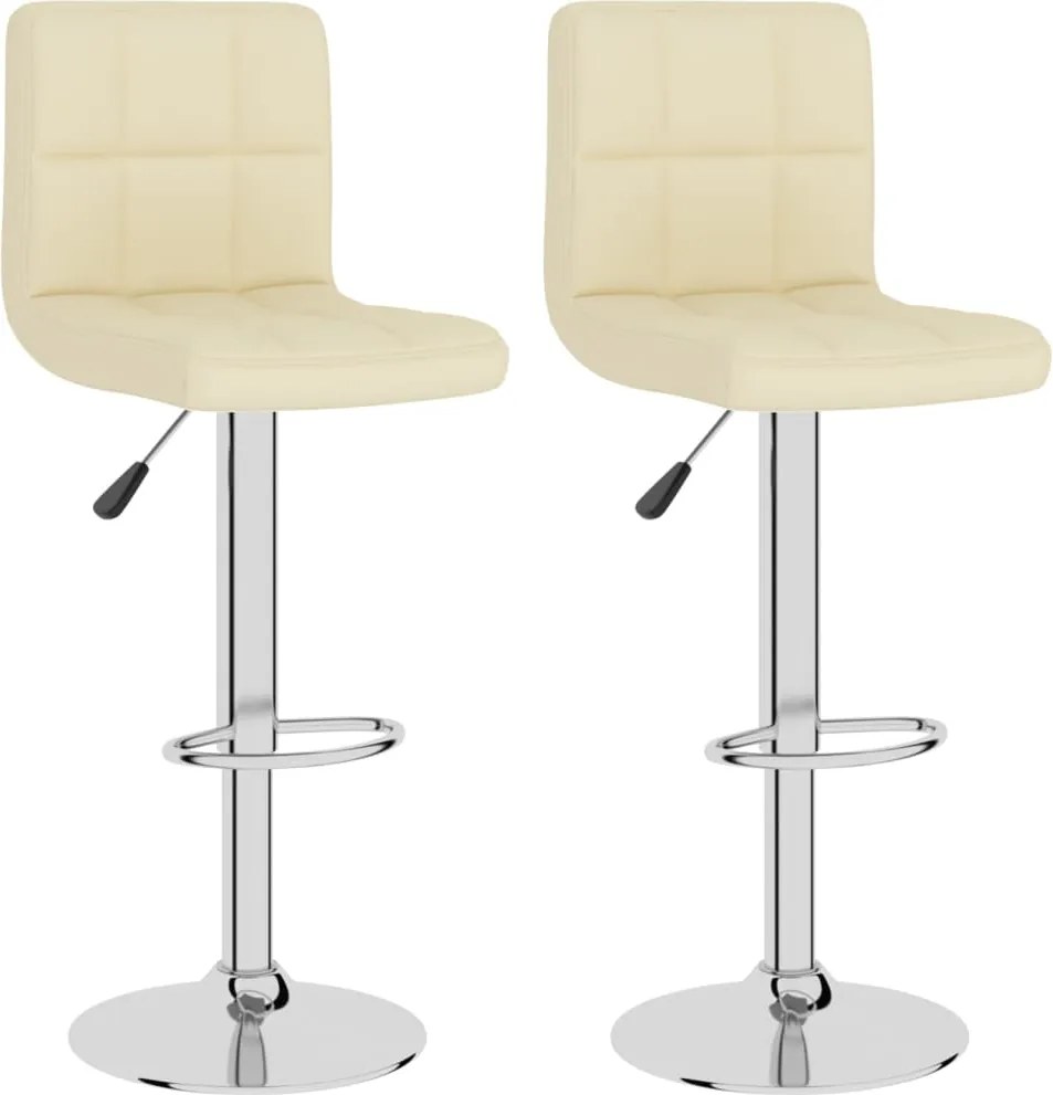 vidaXL Scaune de bar, 2 buc., crem, material textil