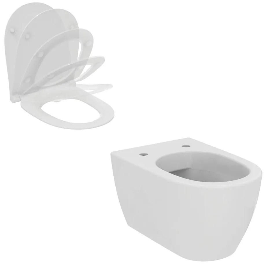Set vas WC suspendat Ideal Standard I.life O HydroTwist cu capac softclose alb