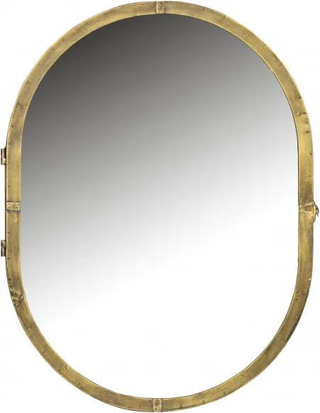 Oglinda dulapior ovala cu rama din fier antique brass Unfold, 60x47x11 cm