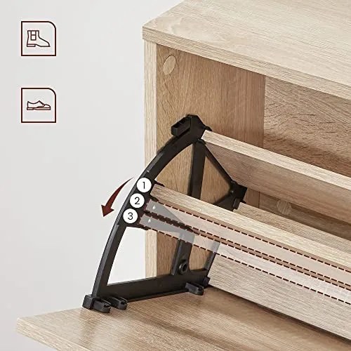 Pantofar cu 6 rafturi, PAL melaminat, natural, Vasagle