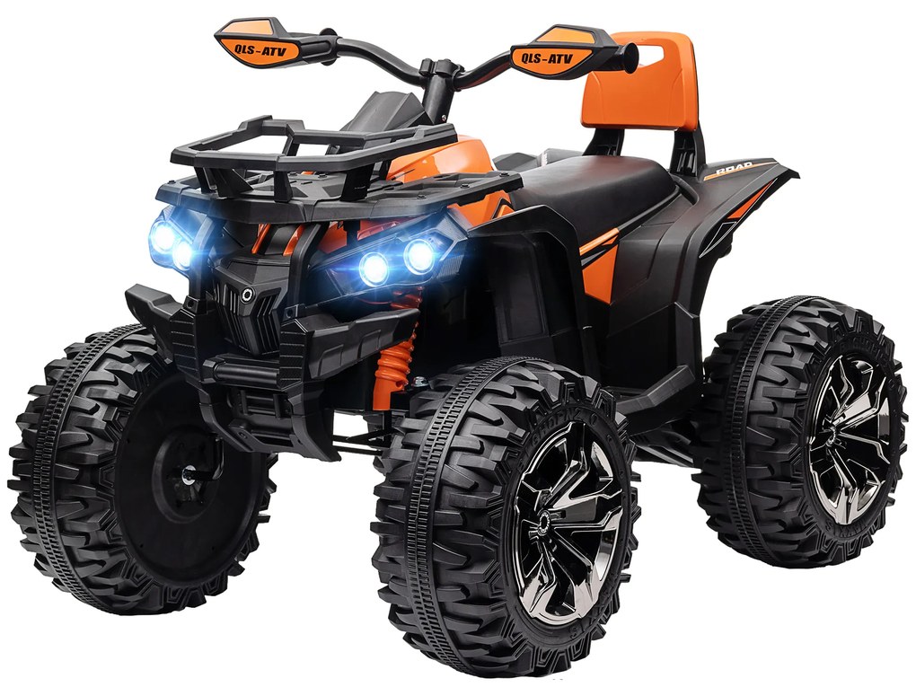 HOMCOM Vehicul pentru copii 12V cu funcție înainte-înapoi, player MP3, far, 3-8 km/h, 3-5 ani, Portocaliu | Aosom Romania